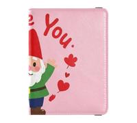 Custodia in pelle per passaporto e carte di vaccino, custodia per passaporto, documenti da viaggio, con blocco RFID, per uomini e donne, impermeabile, Amo il tuo nano cartone animato valentine3, 1