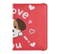 Custodia in pelle per passaporto e carte di vaccino, custodia per passaporto, documenti da viaggio, con blocco RFID, per uomini e donne, impermeabile, Amo il tuo cane di San Valentino, 1 size, moderno