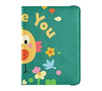 Custodia in pelle per passaporto e carte di vaccino, custodia per passaporto, documenti da viaggio, con blocco RFID, per uomini e donne, impermeabile, Amo il tuo uccello cartone animato valentine3, 1