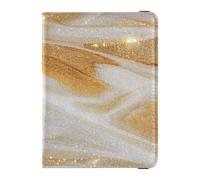 Custodia in pelle per passaporto e carte di vaccino, custodia per passaporto, documenti da viaggio, custodia per passaporto, per uomini e donne, impermeabile, Falso Glitter Marmo grana giallo, 1 size