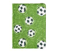 Custodia in pelle per passaporto e carte di vaccino, custodia per passaporto, documenti da viaggio, custodia per passaporto, per donne e uomini, impermeabile, Modello Verde Pallone Da Calcio, 1 size