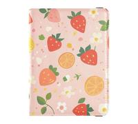 Custodia in pelle per passaporto e carte di vaccino, da viaggio, con scomparto per carte di vaccinazione, custodia a portafoglio per donne e uomini, impermeabile, Organic Garden Safari Fragola Kawaii