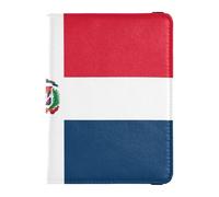 Custodia in pelle per passaporto e carte di vaccino, organizer per documenti di viaggio, custodia a portafoglio per donne e uomini, impermeabile, Bandiera della Repubblica Dominicana, 1 size, moderno