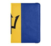 Custodia in pelle per passaporto e carte di vaccino, organizer per documenti di viaggio, custodia a portafoglio per donne e uomini, impermeabile, Bandiera Barbados, 1 size, moderno