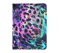 Custodia in pelle per passaporto e carte di vaccino, organizer per documenti di viaggio, custodia protettiva per passaporto, essenziale da viaggio, impermeabile, Leopardo olografi, 1 size, moderno
