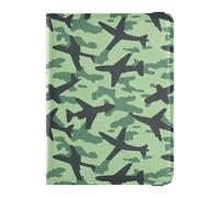 Custodia in pelle per passaporto e carte di vaccino, organizer per documenti di viaggio, custodia protettiva per passaporto, essenziale da viaggio, impermeabile, Green Planes Camouflage, 1 size
