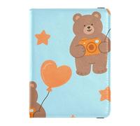 Custodia in pelle per passaporto e carte di vaccino, organizer per documenti di viaggio, custodia protettiva per passaporto, essenziale da viaggio, impermeabile, Modello fotocamera orso, 1 size