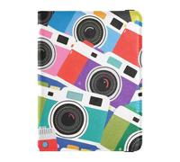 Custodia in pelle per passaporto e carte di vaccino, organizer per documenti di viaggio, protezione per passaporto, con blocco RFID, per donne e uomini, impermeabile, Modello ripetuto colorato della