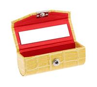 Custodia in pelle per rossetti, con specchio, colore: azzurro, Giallo, as described, come descrizione