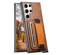 Custodia in pelle per Samsung Galaxy S24 Ultra/S24 Plus/S24, portafoglio ultra sottile con copertina anti-calao-cala della fotocamera per lenti a portata, marrone, S24