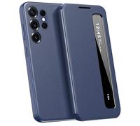 Custodia in Pelle Per Samsung Galaxy S26/S26 Plus/S26 Ultra - Cover Flip Con Finestra Laterale E Funzione Smart Wake, Stile Business, Protezione Fotocamera, Design Sottile,S26,Blue