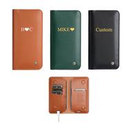 Custodia in pelle personalizzata per 2 telefoni, custodia con iniziale nome personalizzato per iPhone (17 16 15 14 13 12 11) Pro Max/Plus, Samsung Galaxy (S25 S24 S23 S22 S21 S20) Ultra/Plus/Fe nero