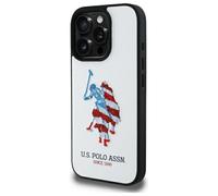 Custodia in pelle Polo US Big DH bianca per iPhone 15 Pro Max