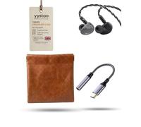 Custodia in pelle PU con adattatore USB C per LINSOUL Kiwi Ears Cadenza II | Custodia marrone in pelle sintetica con fodera interna in tessuto non tessuto e adattatore audio da USB-C a jack da 3,5 mm.