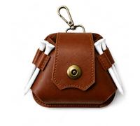 Custodia in pelle PU di alta qualità per palline da golf e tee con moschettone - può contenere 3 palline da golf e 4 tee - borsa per accessori da golf in pelle PU - marrone (palla e tee non inclusi)