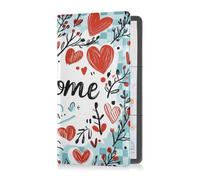 Custodia in pelle PU per assicurazione e carta d'identità per uomo e donna, essenziale per patente di guida, carte e documenti essenziali, albero di San Valentino, amore, cuori, benvenuto, San