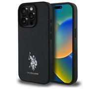 Custodia in pelle ricamata US Polo per iPhone 15 Pro Max, colore nero