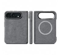 Custodia in pelle scamosciata per iPhone Duo-Noble Gray | Compatibile con MagSafe, pelle scamosciata italiana, fatto a mano, ultrasottile, delicato al tatto, antiscivolo