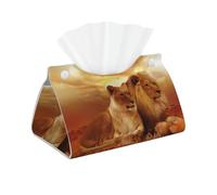 Custodia in pelle stampata con leone africano e leonessa, organizer per tessuti, adatto per tavoli da pranzo, scrivanie e salotti.