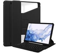 Custodia in pelle trasparente con tastiera e rotazione a 360 compatibile con Samsung Galaxy Tab S9: nera
