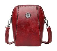 Custodia in pelle verticale - Custodia per cellulare, borsa versatile | Pratici scomparti per soldi, chiavi, occhiali e passaporto, perfetta per l'uso quotidiano al lavoro, quando si esce, rosso scuro