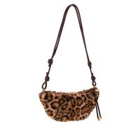 Custodia in Peluche Con Stampa Leopardata Borsa Pelosa Borsetta Tracolla Donna