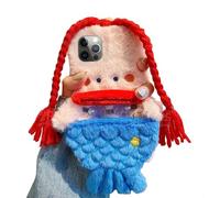 Custodia in Peluche per iPhone 12 Pro Max, Carino Trecce Mostro Peloso Soffice Cover Protettiva per Donna Ragazza, Morbido Custodia Caldo in Faux Pelliccia Case Antiurto per Blue iPhone 12 Pro Max