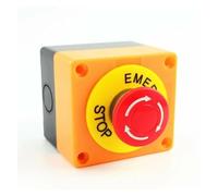 Custodia in plastica da 1 pezzo logo rosso interruttore a pulsante bipolare pulsante di arresto di emergenza a fungo a lancio singolo AC 660 V 10A NO + NC LAY37-11ZS