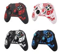 Custodia in silicone antiscivolo con design a leone compatibile con il controller senza fili Series X/S, con 2 impugnature per i pollici nero viola,in bianco e nero,nero rosso,bianco rosso,Nero e bluS