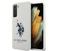 Custodia in silicone bianca con logo US Polo per Samsung Galaxy S21 Plus.