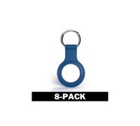 Custodia in silicone compatibile con Airtag e Apple con portachiavi, blu, confezione da 8