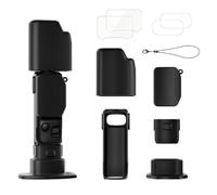 Custodia in silicone compatibile con Insta360 Luna Ultra, custodia protettiva morbida con pellicola protettiva in vetro temperato, copriobiettivo, base in silicone, Nero , Semplice