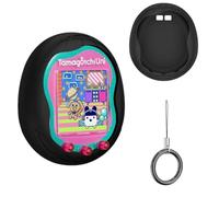 Custodia in silicone compatibile con Tamagotchi Uni Virtual Pet Machine (2023), custodia protettiva per Tamagotchi Uni con cordino per dita (nero)