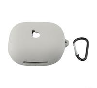 Custodia in silicone con assorbimento degli urti per Beats Powerbeats Pro 2 con moschettone per una maggiore portabilità (bianco sporco)