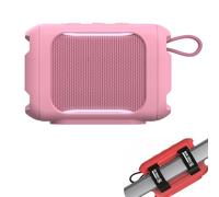 Custodia in silicone con supporto a cinturini portatile per JBL GO5 altoparlante, supporto per bici, custodia protettiva in silicone con tappo antipolvere (pink)