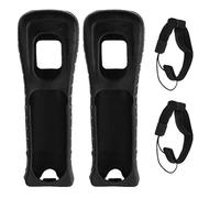 Custodia in silicone e cinturino da polso per telecomando Wii, custodia protettiva in pelle con cinturino da polso, 2 pezzi, facile da installare, antiscivolo, resistente allusura e durevole