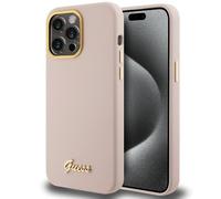 Custodia Guess per iPhone 15 Pro 6.1 rosa Custodia rigida in silicone Script Metal Logo & Frame - Nouvo