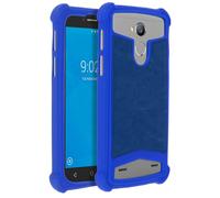 Custodia in silicone effetto pelle blu Avizar per smartphone da 5,3" a 5,5"