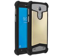 Custodia in silicone effetto pelle nera/oro Avizar per smartphone da 5" a 5,3"