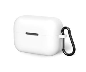 Custodia in silicone Geekria compatibile con custodia di ricarica Soundcore by Anker AeroClip, protezione per auricolari con gancio portachiavi, accesso alla porta di ricarica, bianca