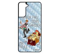 Custodia in silicone J'peux pas j'devo tenere la mia gallina per Samsung S21+ Plus je original drole etui papa animaux case blu comique gallo pour Galaxy