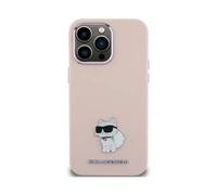 Custodia in silicone Karl Lagerfeld Choupette Metal Pin Rosa - iPhone 15