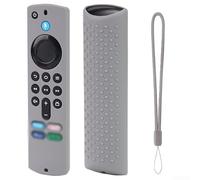 Custodia in silicone luminosa per telecomando Fire TV 4K di terza generazione 2021 - Cover protettiva antiurto con cinturino da polso manica facile da impugnare (grigio)