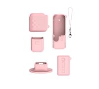 Custodia in silicone morbida per DJI OSMO Pocket 4 Coperchio di protezione con base e cinturino da polso Anti-graffio e anti-caduta Protezione completa Custodia manica (Pink)