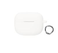 Custodia in silicone morbido compatibile con gli auricolari wireless per Moto Buds 2 Pro custodia protettiva antiurto e antigraffio con moschettone, bianco