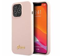 Custodia Guess Silicone Script per iPhone 13 Pro Max, rosa chiaro - Nouvo