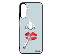 Custodia in silicone per A05S da donna personalizzata con motivo donna amore fatale bocca sigaretta bacio rosso arte labbra custodia per Samsung Galaxy
