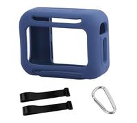 Custodia in silicone per altoparlante JBL Go 5, copertura morbida, copertura completa, con moschettone/tracolla, protezione antiurto e antipolvere, blu