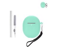Custodia in silicone per auricolari Google Pixel Buds 2a, resistente agli urti, impermeabile, morbida e durevole, con cordino, portachiavi e strumento di pulizia, verde menta