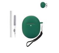 Custodia in silicone per auricolari Google Pixel Buds 2a, resistente agli urti, impermeabile, morbida e durevole, con cordino, portachiavi e strumento di pulizia, verde scuro